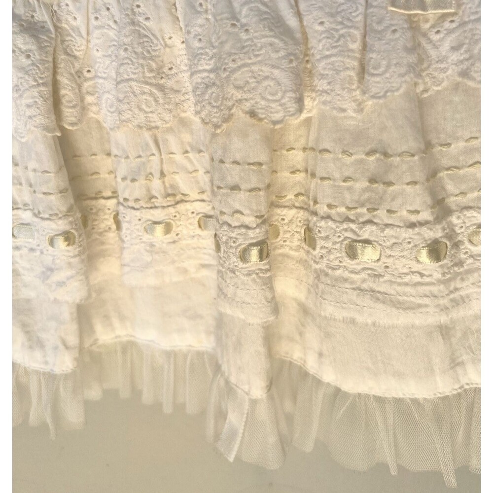 Y2K Zara Basic Women's Cream Tiered Skirt Sz S Boho Cottagecore Peasant Cotton - Picture 8 of 11